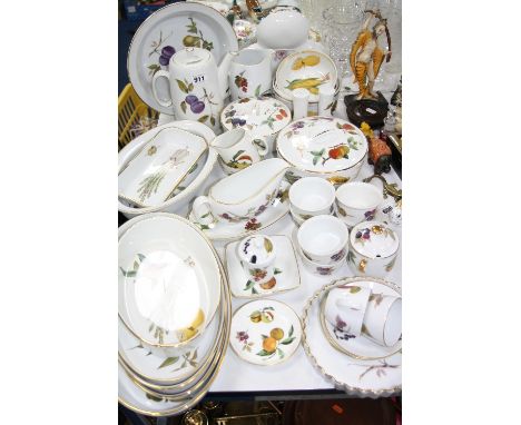 ROYAL WORCESTER 'EVESHAM' DINNERWARES, to include six oval dishes, two covered vegetable dishes, ramekins, gravy boat, flan d