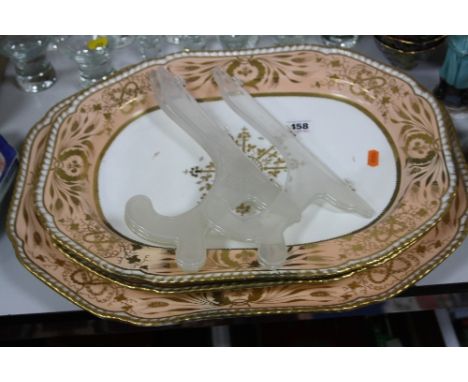 THREE SPODE FELSPAR MEAT PLATTERS