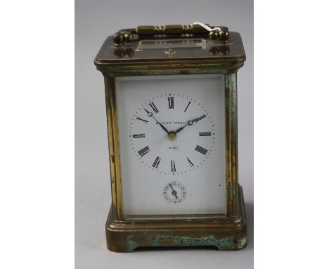 A MATTHEW NORMAN CARRIAGE CLOCK, boxed, (sd, oxidised), height 13cm