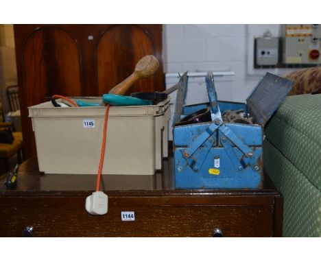 A BOX OF TOOLS, and a tool box and contents