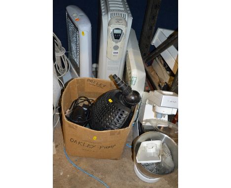 VARIOUS HOUSEHOLD ELECTRICALS, including a Bosch electric drill, Black & Decker Spur angle grinder, Kenwood mixer, three heat