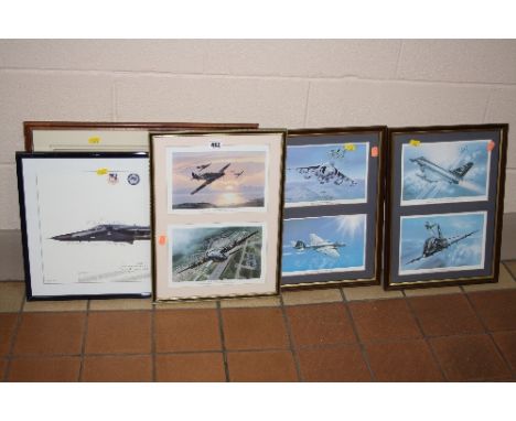 AVIATION INTEREST, five various frames of fighter craft, including a signed print of a F-111F 70-2365 of The 524th Fighter Sq