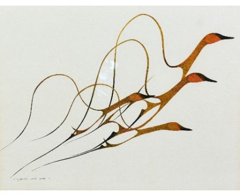 AFTER BENJAMIN CHEE, 'Spring Flight', a framed print dated 1975, approximately 49cm x 39cm