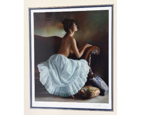 AFTER DOUGLAS HOFMANN, 'The White Slip', a limited edition print 98/195, signed and numbered in pencil, with certificate, unf