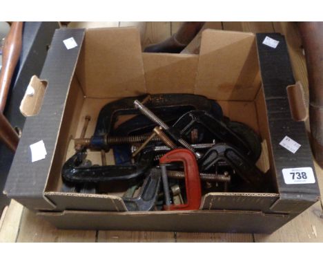 A box containing a quantity of vintage G-clamps