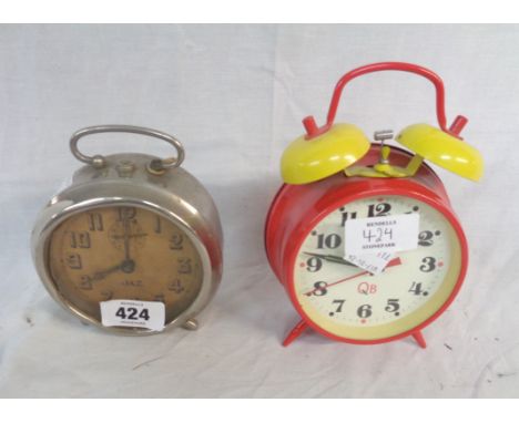 A vintage JAZ chrome plated cased alarm clock - sold with a later QB example - various condition