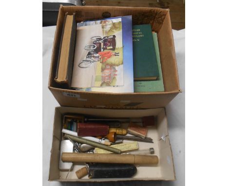 A box containing a quantity of vintage medical equipment - sold with a box containing medical books
