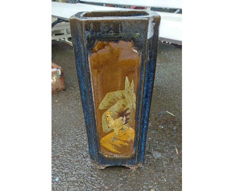 A glazed ceramic Oriental style umbrella stand