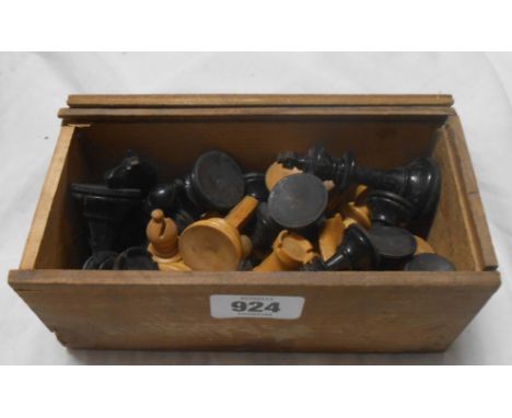 A vintage boxed wooden chess set