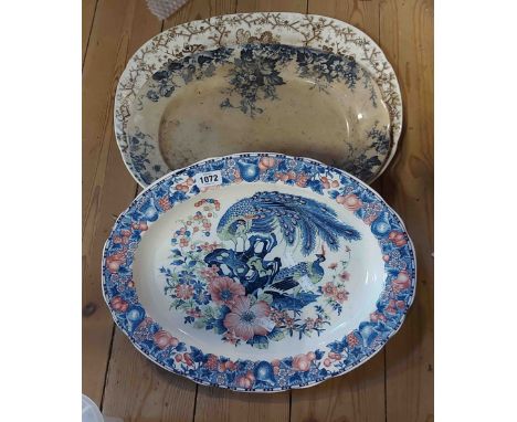 Three large ceramic meat plates