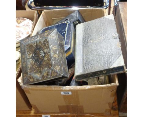 A box containing a quantity of collectable items including parasols, Brownie camera, etc.