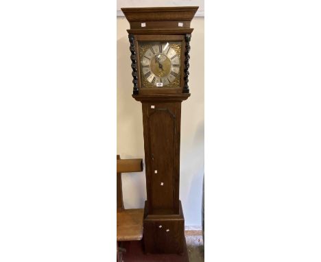 Springfield of Norwich: an 18th Century style oak longcase clock, the 25.5cm brass and silvered square dial with date apertur