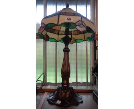 A contemporary Tiffany style coloured glass lamp shade