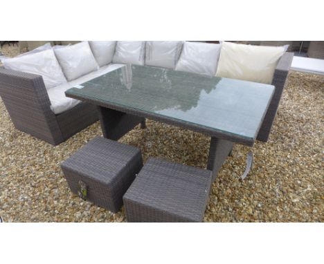 A Bramblecrest Rio modular three seat sofa set with a casual dining table