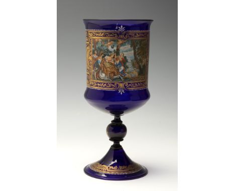 Salviati &amp; Co. Murano, Venice, 19th century.Cup "The Rape of Europa".Blown glass and enamel.Measurements: 35,5 cm (height