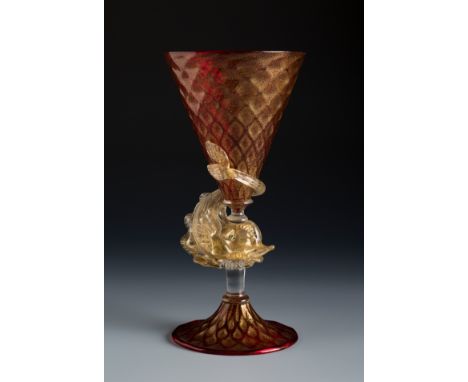 Salviati &amp; Co. Murano, Venice, late 19th century.Cup.  Blown glass and fine gold inclusions.Similar pieces published with