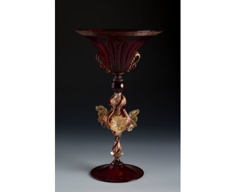 Salviati &amp; Co. Murano, Venice, late 19th century.Cup.  Blown glass and fine gold inclusions.Similar pieces published with