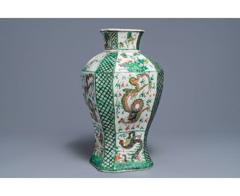 A Chinese famille verte 'dragon' vase, Kangxi H.: 53 cm---------Please request condition reports by e-mail on info@rm-auction