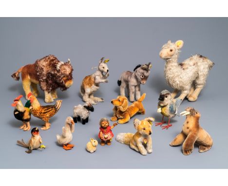 A collection of Steiff stuffed animals, 1950's and later H.: 37 cm (the lama)---------Please request condition reports by e-m
