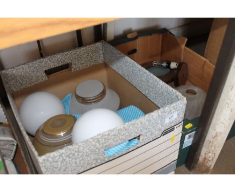 Two boxes of various light fittings and shades
