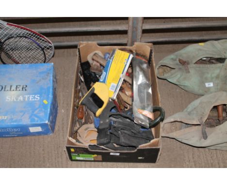 A box of various hand tools 