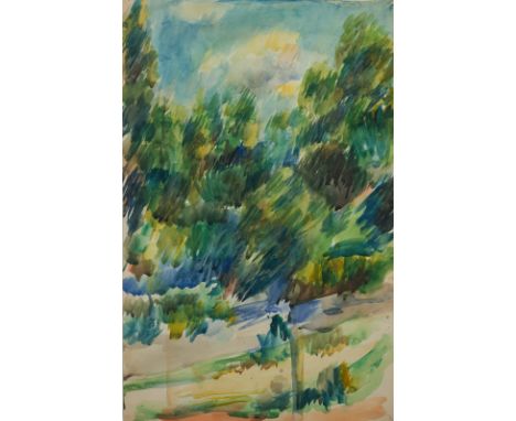 Wörn, WalterStuttgart, 1901 - 196358 x 36,5 cm, R."Landschaft mit Weg", 1931/1936. Aquarell auf Papier.Werkverzeichnisnummer,