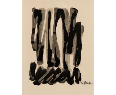 Helman, RobertGalati, 1910 - Paris, 199018,5 x 14 cm, R.Ohne Titel, 1960. Tusche auf Bütten aus der Folge "Förch". In Bleisti