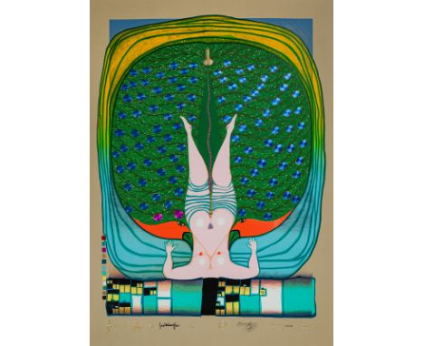 Hundertwasser, FriedensreichWien, 1928 - Kreuzfahrtschiff Queen Elizabeth II, vor Neuseeland, 2000Blattgröße: 100 x 69 cm, o.