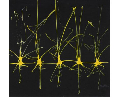 Brix, Hans-ChristianBesigheim, geboren 197020 x 20 cm, R."Synapse 1", 2010. Acryl auf schwarzem Papier. In Bleistift unten re