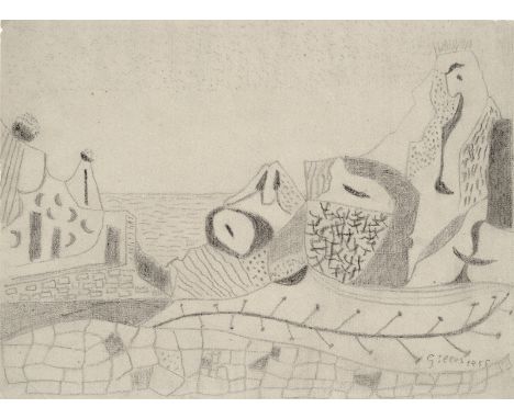 Gilles, WernerRheydt, 1894 - Essen, 196132 x 42,5 cm, o. R.Landschaft auf Ischia, 1955. Bleistift auf Bütten. In Bleistift un