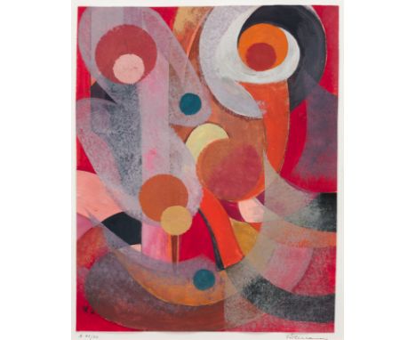 Führmann, RudolfHamburg, 1909 - Lüneburg, 1977Versch., R.2 Bl.: Rote und blaue Komposition, 1966. Gouache auf Papier, auf Kar