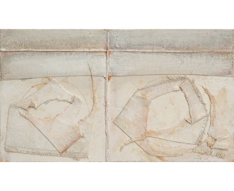 Ruoff, FritzNürtingen, 1906 - 198819 x 35 cm, R."C 1961/III", Collage und weiße Farbe auf Karton. In Bleistift unten rechts s