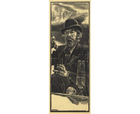 Fritz AignerLinz, 1930 - 2005122 x 43,5 cm, R.Selbstbildnis, 1978. Linolschnitt auf gelblichem Papier. In Bleistift unten lin
