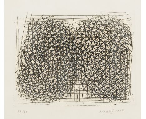Dorazio, PieroRom, 1927 - Perugia, 200515,5 x 20 cm, R.Ohne Titel, 1963. Radierung auf Bütten. In Bleistift unten rechts sign