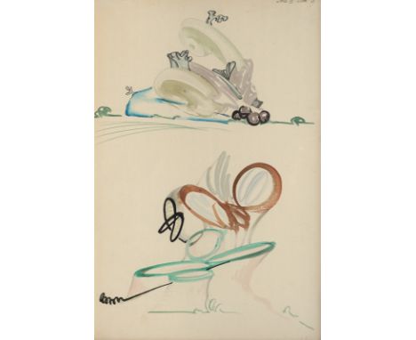 Finsterlin, HermannMünchen, 1887 - Stuttgart, 197349,5 x 33,5 cm, R.Ohne Titel, 1919. Aquarell und Bleistift auf Papier, auf 