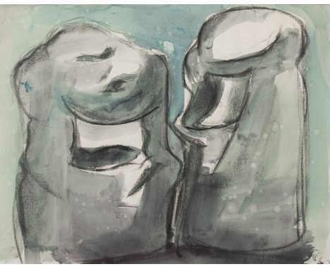 Wintersberger, Lambert MariaMünchen, 1941 - Walbourg, 201336 x 44,5 cm, R.Formen, 1972. Kohle und Aquarell auf Papier. In Ble