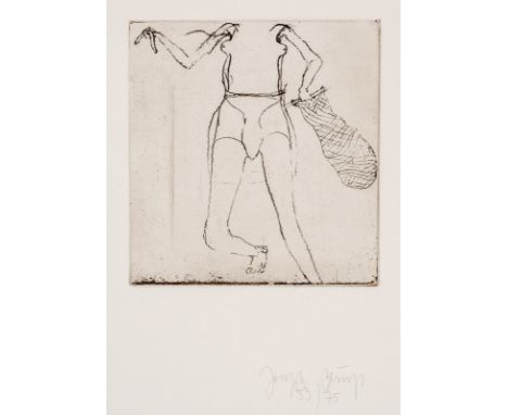 Beuys, JosephKleve, 1921 -  Düsseldorf, 1985Blattgröße: 42 x 31 cm; 16,3 x 14,9 cm, o. R."Taucherin", 1982. Radierung auf Büt