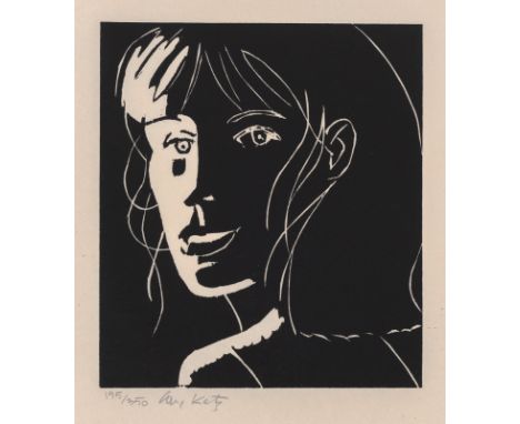 Katz, AlexNew York, geboren 1927Blattgröße: 32,5 x 29,7 cm; 16,2 x 14,3 cm, o. R.Cecily, 2002. Holzdruck auf Japanpapier. In 