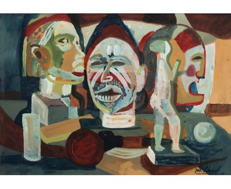 Scharl, JosefMünchen, 1896 - New York, 195435 x 49,5 cm, R.Bildhaueratelier, 1936. Gouache auf Papier. In Gouache unten recht