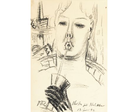 Kleinschmidt, PaulBublitz, 1883 - Bensheim/Bergstrasse, 194948 x 32,5 cm, R."Studie zur Nachtbar", 1942. Schwarze Kreide auf 