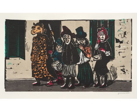 Grimm, WillemEberstadt, 1904 - Hamburg, 1986Versch., o. R.5 Bl.: Ohne Titel, 1980er. Drei Farbholzschnitte und zwei Holzschni