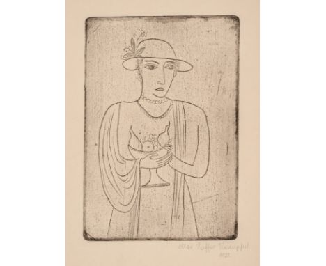 Peiffer Watenphul, MaxWeferlingen, 1896 - Rom, 1976Blattgröße: 41 x 31 cm; 28,5 x 20 cm, o. R."Frau mit Fruchtschale", 1921/1