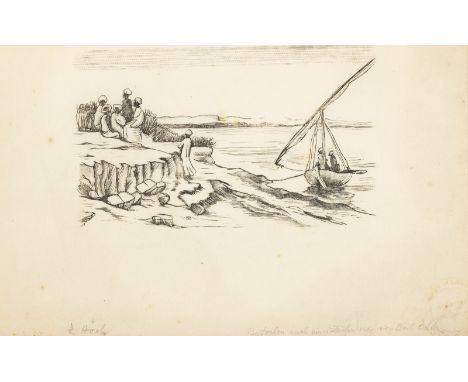 Höch, HannahGotha, 1889 - Berlin, 197711,5 x 18,5 cm, R.Orientalische Szene. Holzstich auf Papier. In Bleistift unten links s