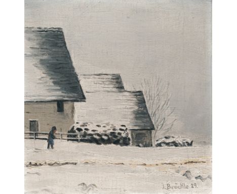 Bräckle, JakobWinterreute, 1897 - Biberach, 198718,5 x 18 cm, R."Wintertag", 1929. Öl auf Karton. In der nassen Farbe unten r