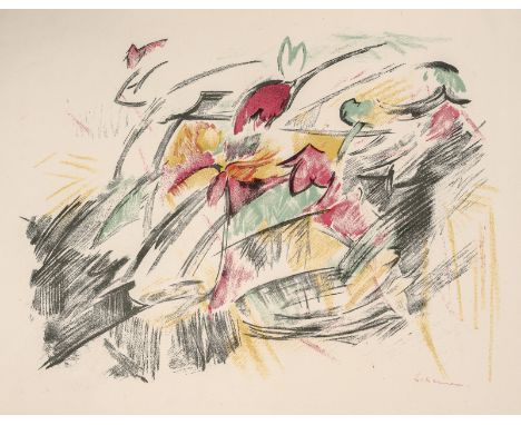 Nauen, HeinrichKrefeld, 1880 - Kalkar, 1940Blattgröße: 50 x 63 cm; 38 x 50 cm, o. R.Tulpen, um 1919. Farblithografie auf Bütt