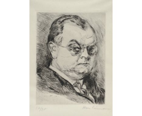 Purrmann, HansSpeyer, 1880 - Basel, 196623,5 x 18 cm, R."Bildnis Erich Haarmann (II)", 1928. Radierung auf Kupferdruckpapier.