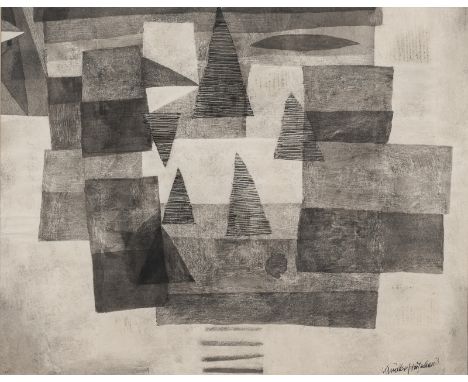 Müller-Hufschmid, WilliKarlsruhe, 1890 - 196630 x 37 cm, R.Ohne Titel, um 1960. Tusche auf Papier. In Tusche unten rechts sig