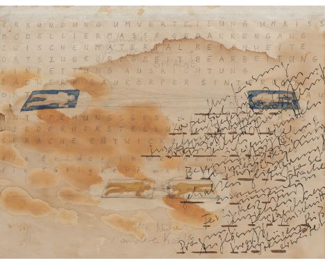 Walther, Franz ErhardFulda, geboren 193922,2 x 28 cm, R."Sprache", 1969. Aquarell, schwarze Tinte, Bleistift und Kaffee auf P