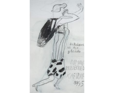 Holderried-Kaesdorf, RomaneBiberach/Riß, 1922 - 200780 x 45 cm, R."Der Rucksack ist der gleiche", 1995. Mischtechnik auf Papi