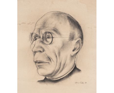 Birkle, AlbertCharlottenburg, 1900 - Salzburg, 198659 x 46,7 cm, o. R.Portrait des Pfarrers Albert Pfeffer, 1928. Kohle auf l